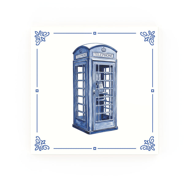 Phone Box Delft blue decorative ceramic tile – classic corners