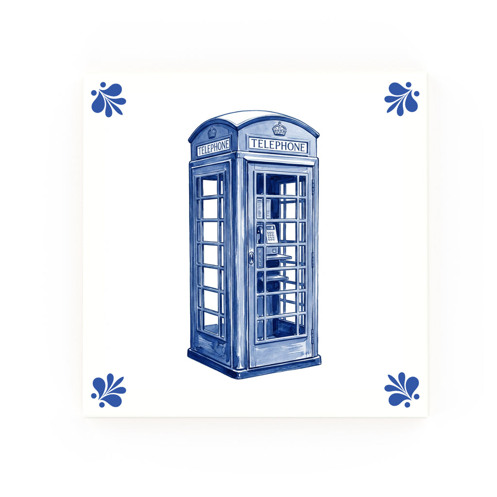 Phone Box Delft blue tile – modern rounded corners