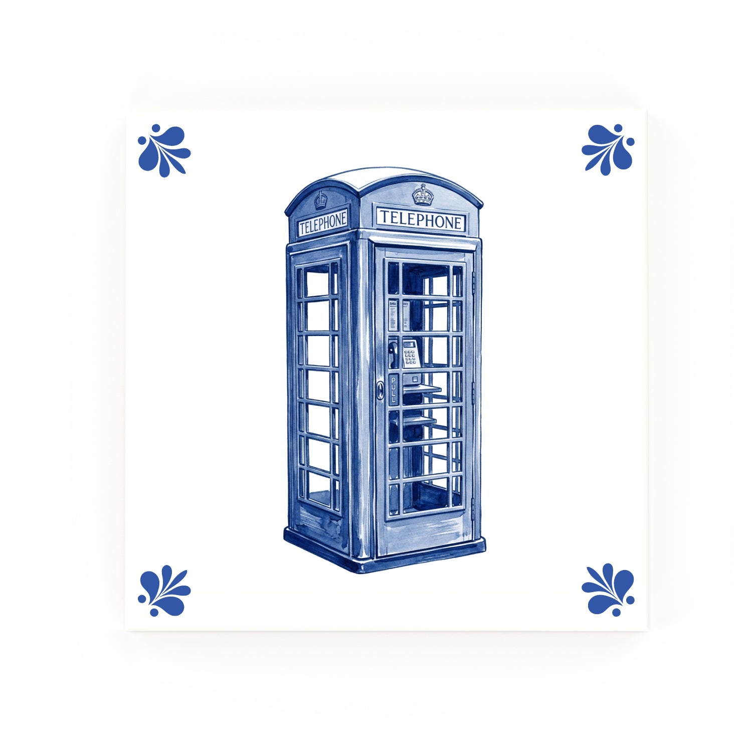 Phone Box Delft blue tile – modern rounded corners