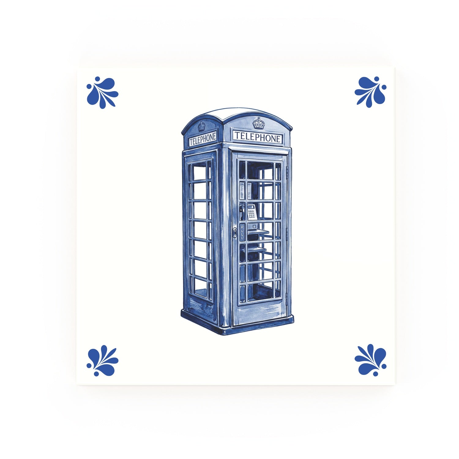 Phone Box Delft blue tile – modern rounded corners