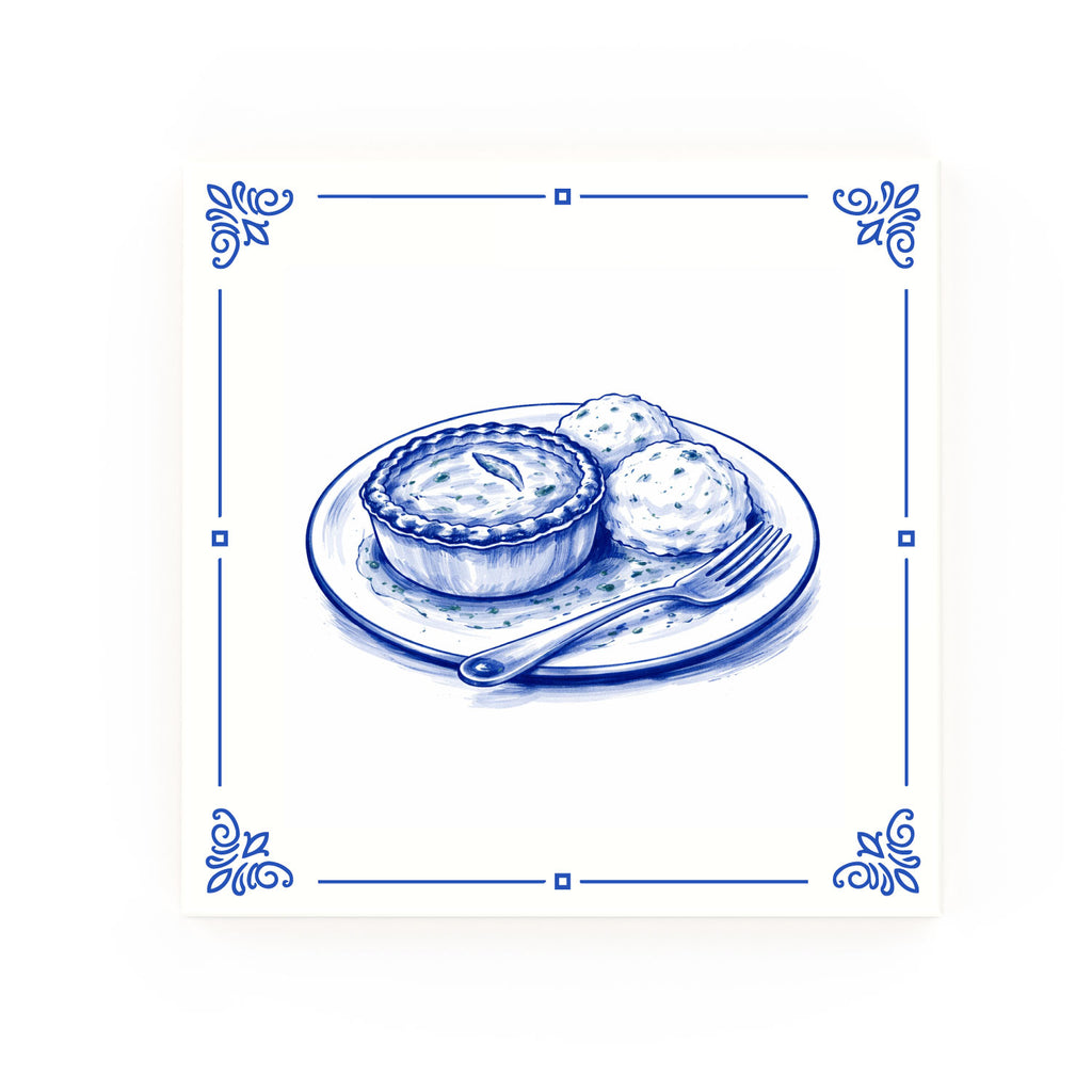 Pie And Mash Delft blue decorative ceramic tile – Classic corner style