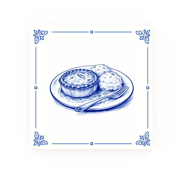 Pie And Mash Delft blue decorative ceramic tile – Classic corner style