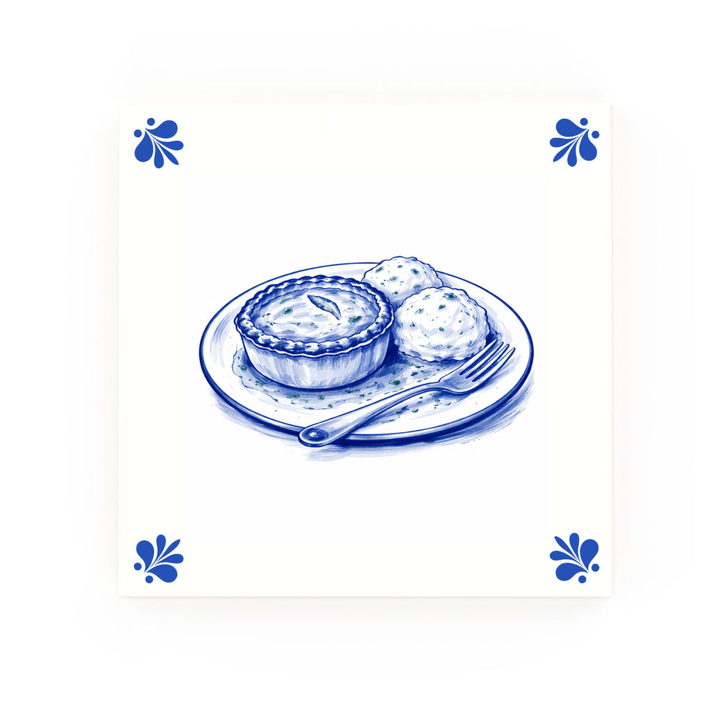 Pie And Mash Delft blue decorative ceramic tile – Modern corner style