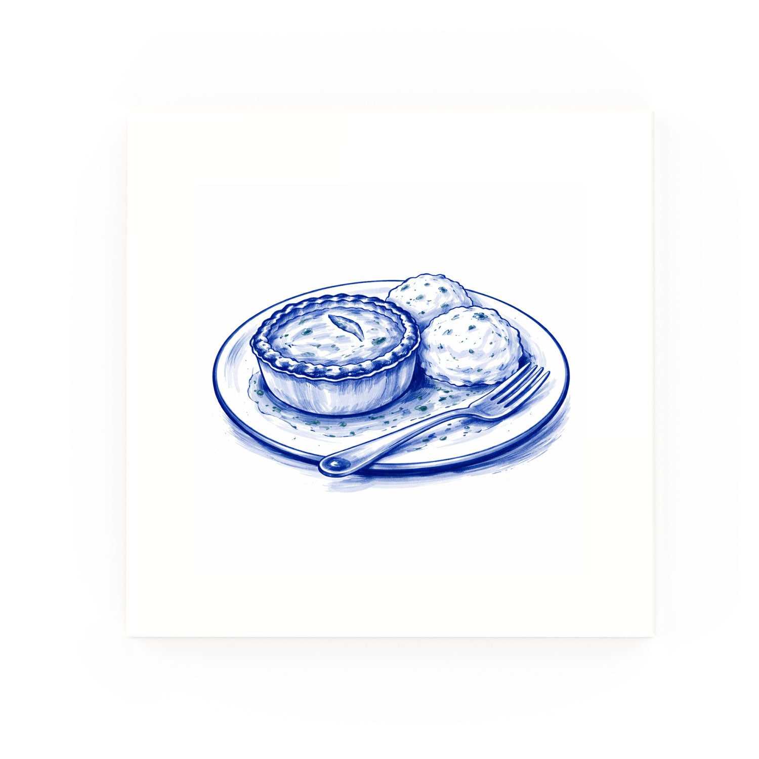 Pie And Mash Delft blue decorative ceramic tile – no corner style