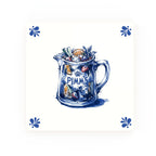 Pimm's Jug Delft blue decorative ceramic tile – Modern corner style