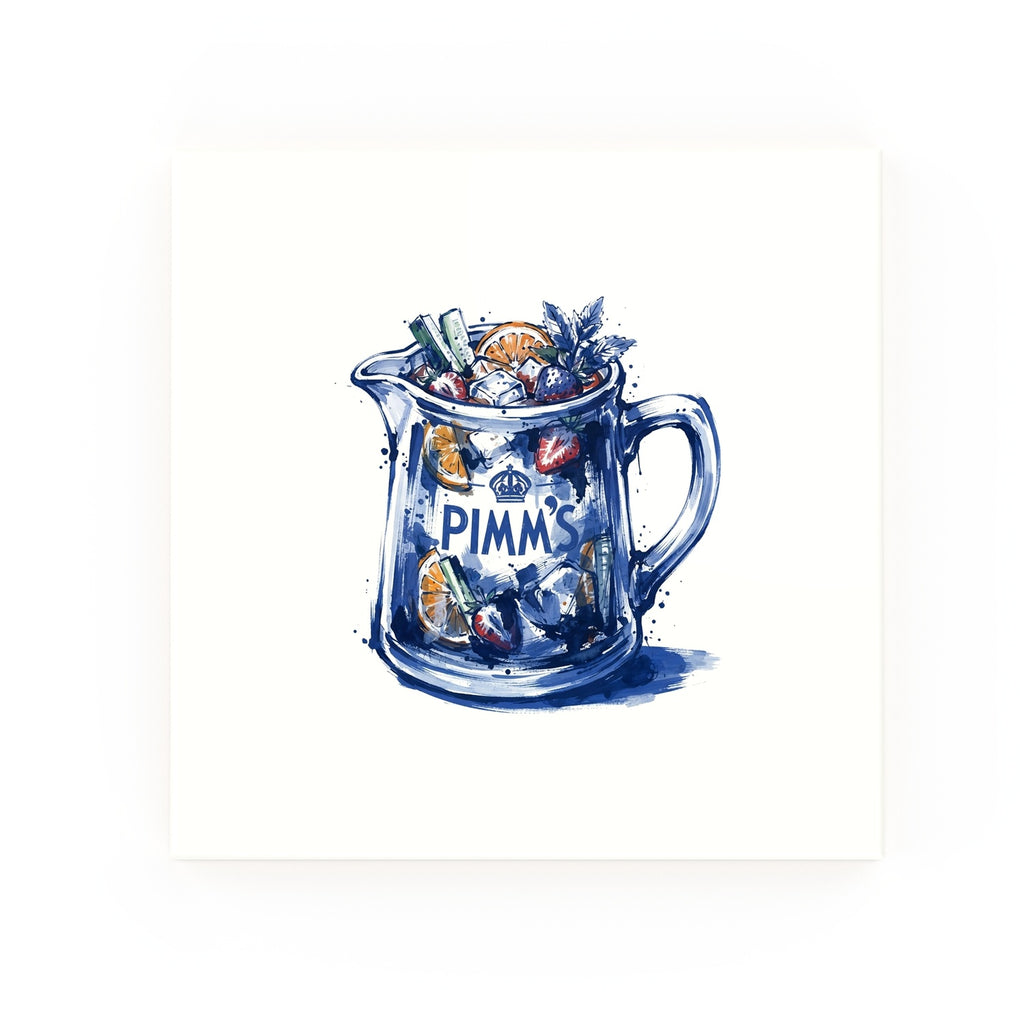 Pimm's Jug Delft blue decorative ceramic tile – no corner style