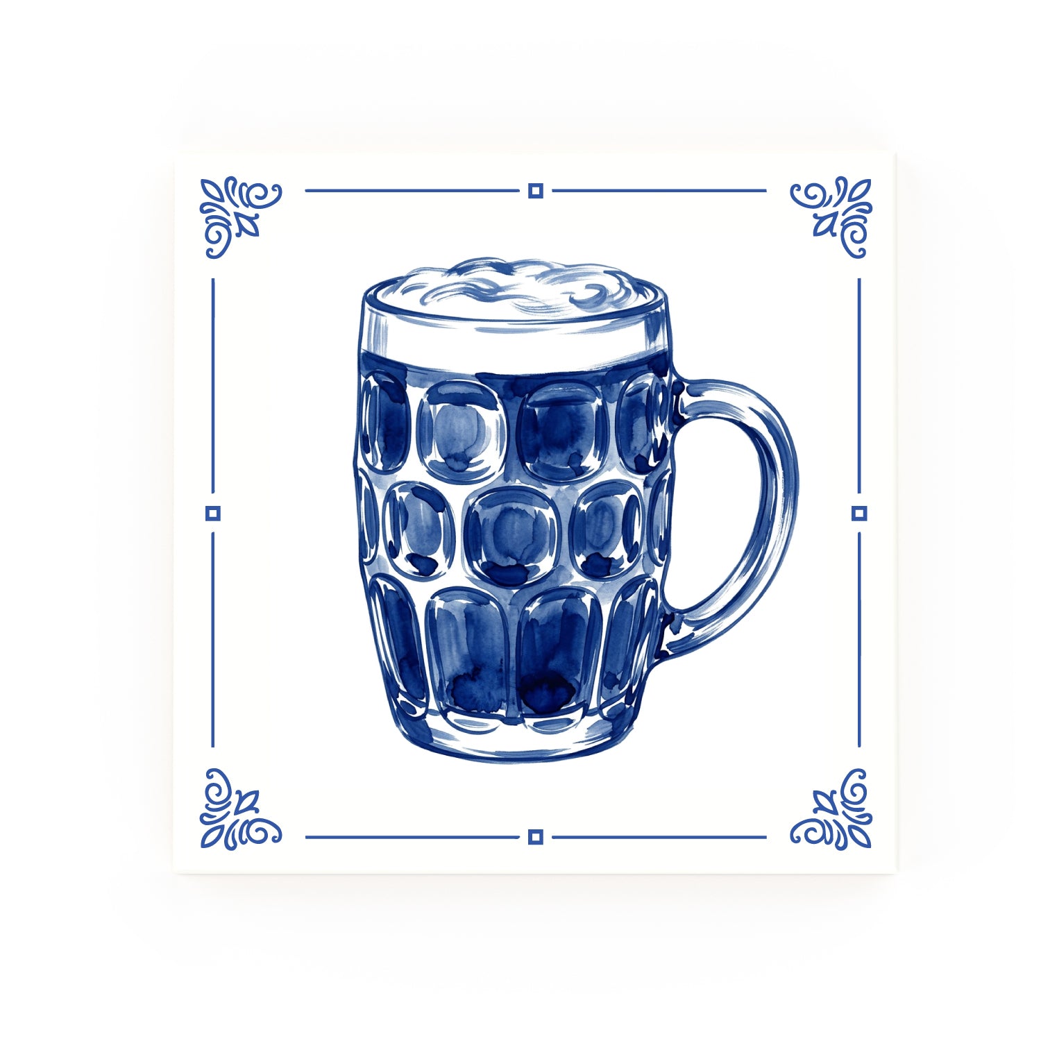 Pint of Beer Delft blue decorative ceramic tile – classic corners