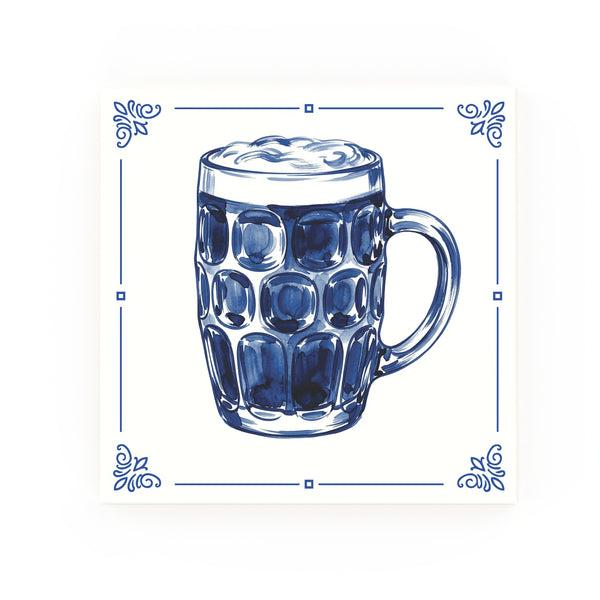 Pint of Beer Delft blue decorative ceramic tile – classic corners