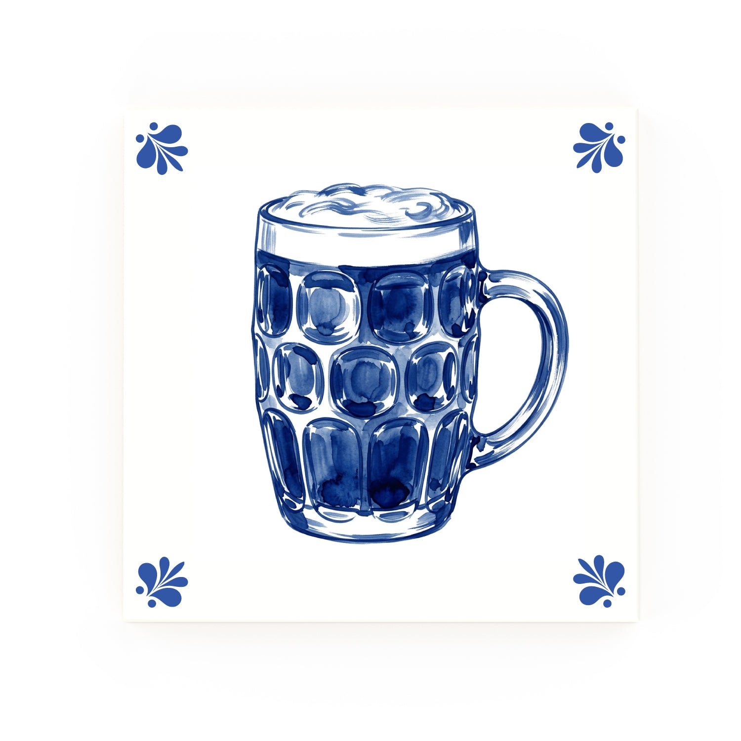 Pint of Beer Delft blue tile – modern rounded corners