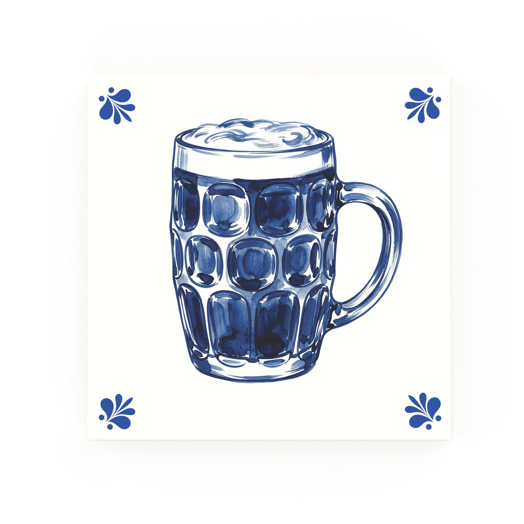 Pint of Beer Delft blue tile – modern rounded corners