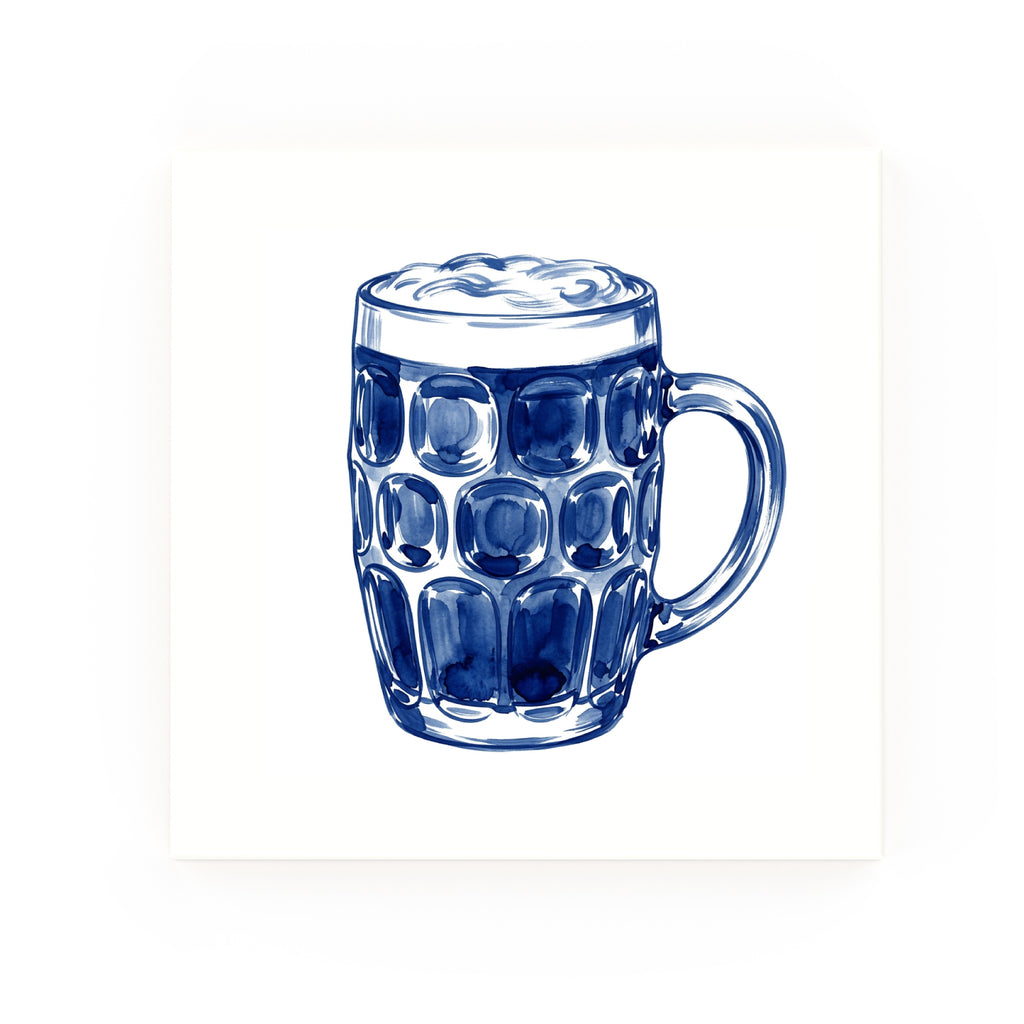 Delft blue ceramic tile no border – Pint of Beer design