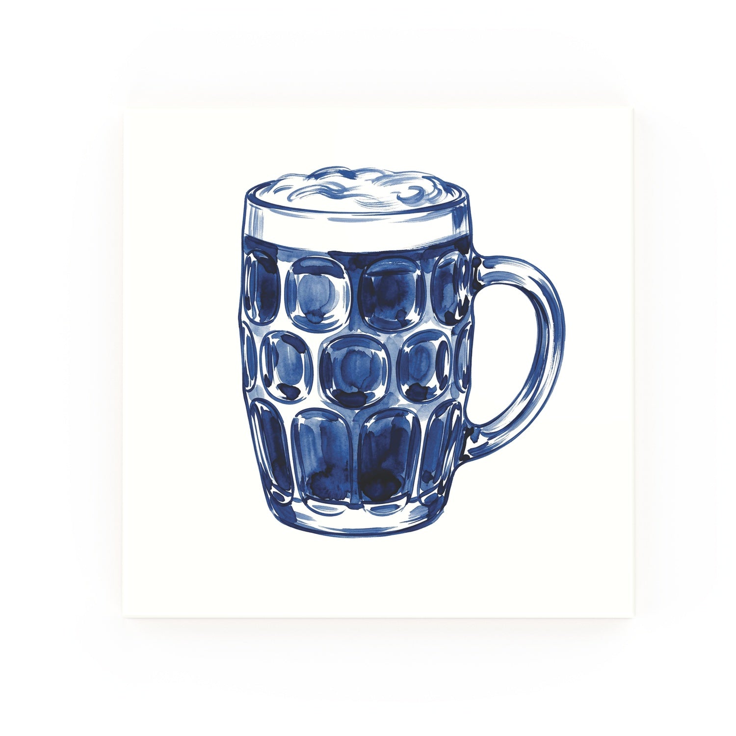 Delft blue ceramic tile no border – Pint of Beer design
