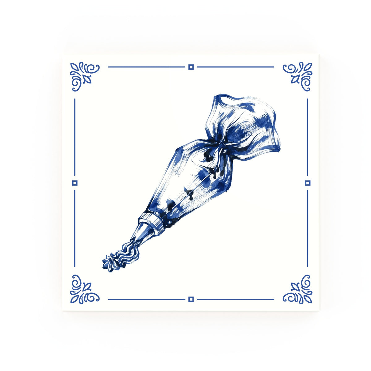 Piping Bag Delft blue decorative ceramic tile – Classic corner style