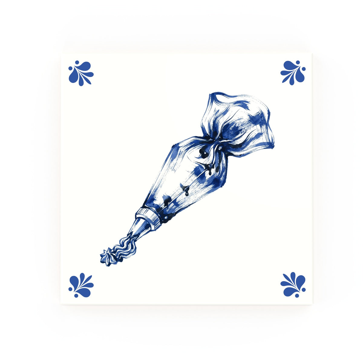 Piping Bag Delft blue decorative ceramic tile – Modern corner style