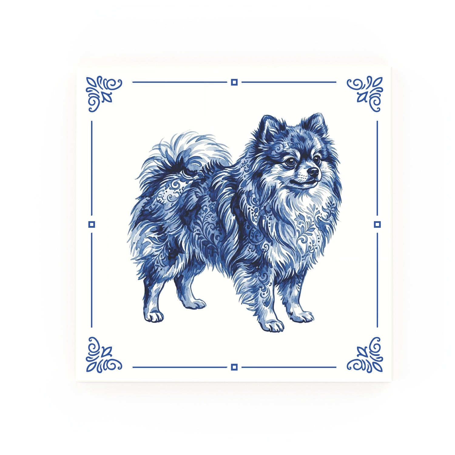 Pomeranian Delft blue decorative ceramic tile – Classic corner style