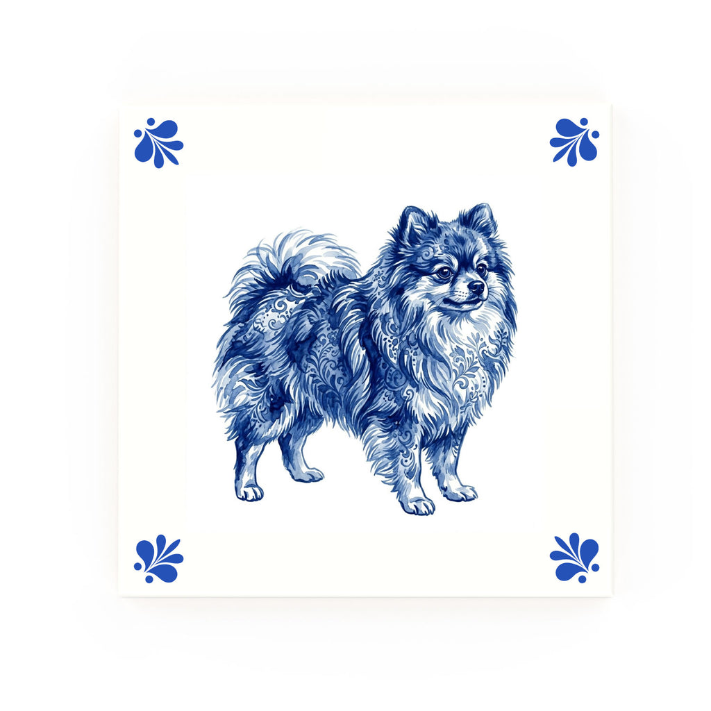 Pomeranian Delft blue decorative ceramic tile – Modern corner style