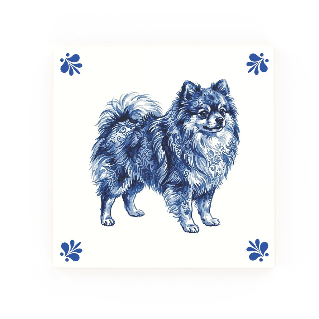 Pomeranian Delft blue decorative ceramic tile – Modern corner style