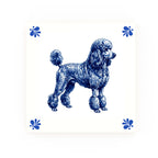Poodle Delft blue decorative ceramic tile – Modern corner style