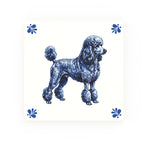 Poodle Delft blue decorative ceramic tile – Modern corner style