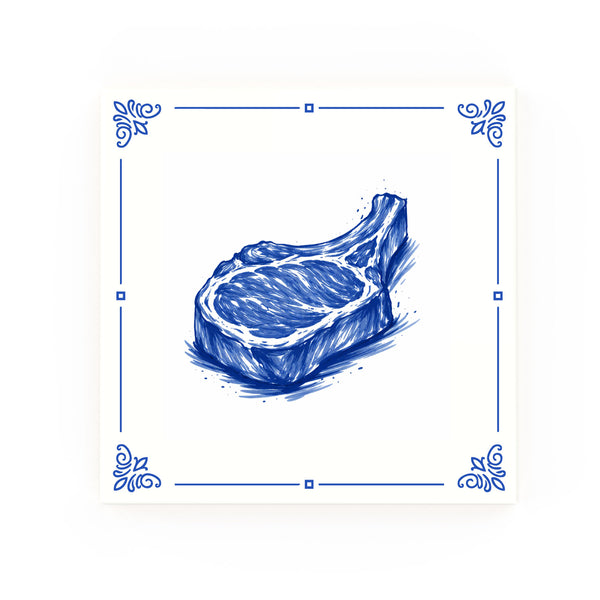 Pork Chop Delft blue decorative ceramic tile – Classic corner style