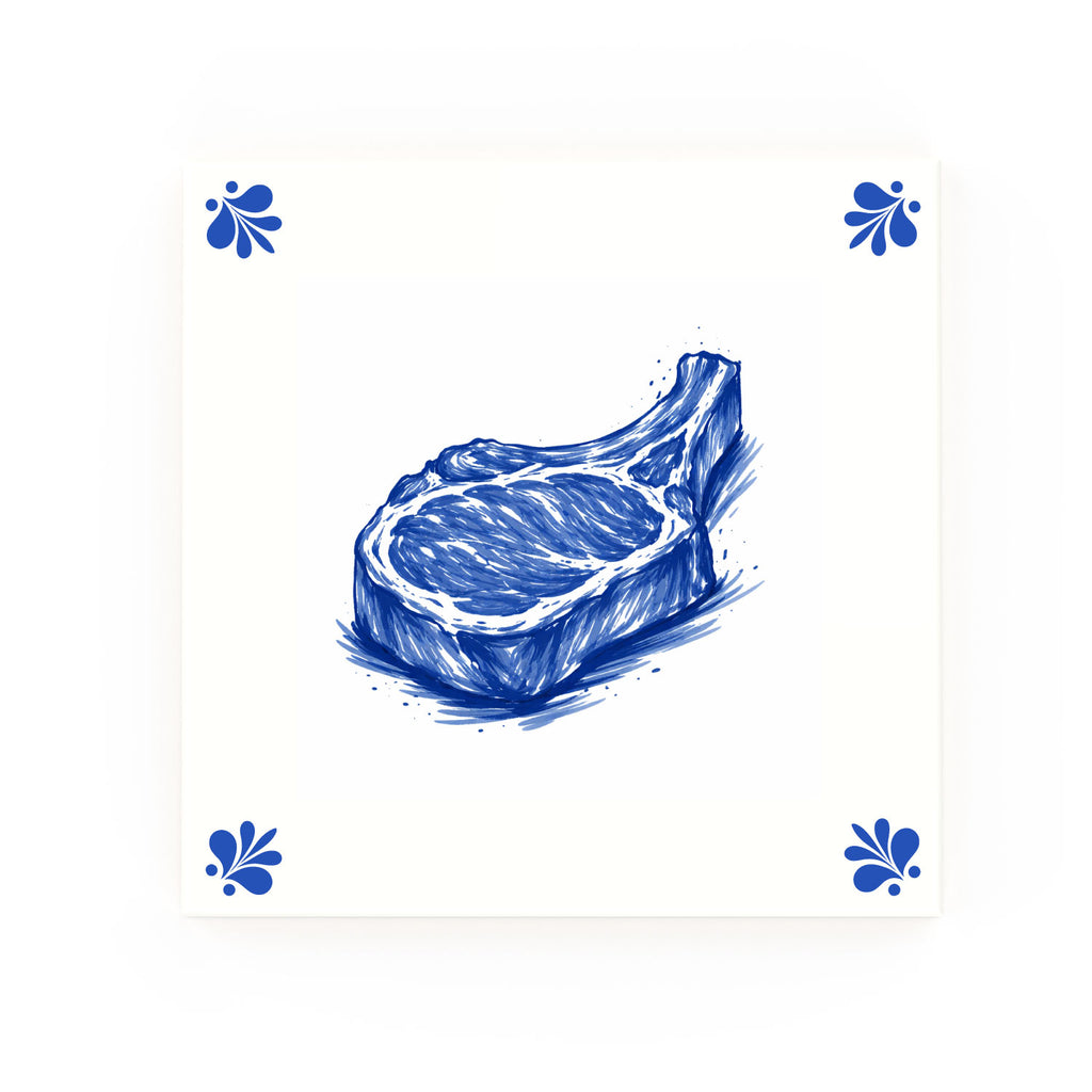 Pork Chop Delft blue decorative ceramic tile – Modern corner style