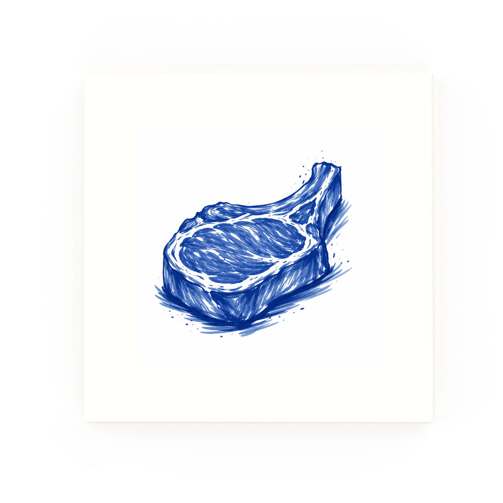Pork Chop Delft blue decorative ceramic tile – no corner style