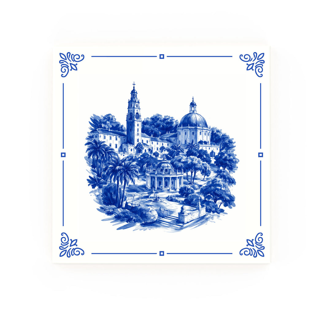 Portmeirion Delft blue decorative ceramic tile – classic corners