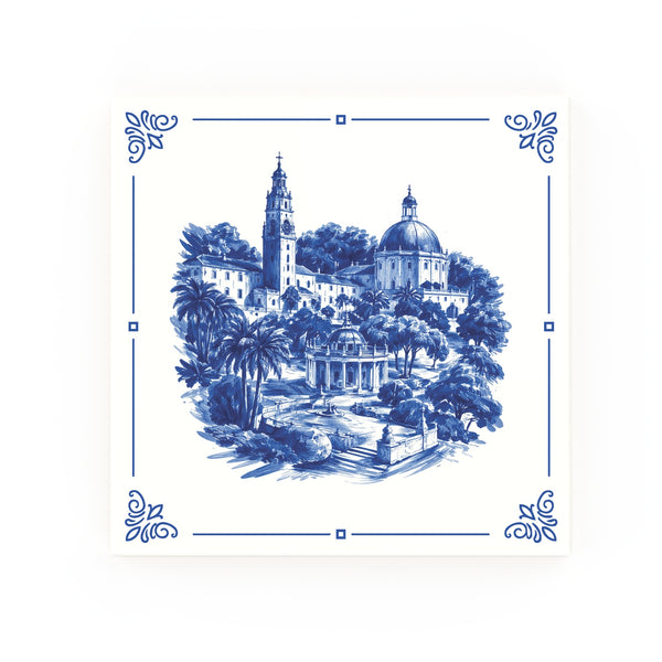 Portmeirion Delft blue decorative ceramic tile – classic corners