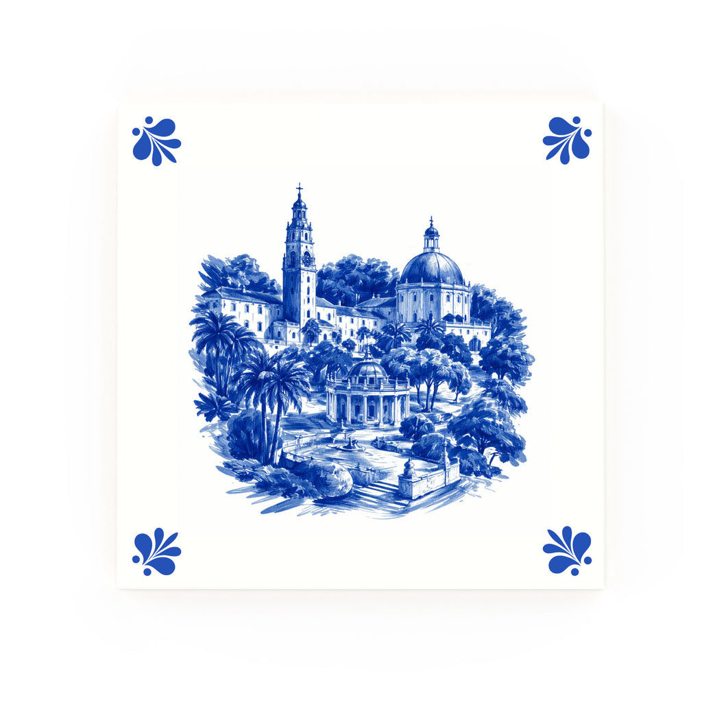 Portmeirion Delft blue tile – modern rounded corners