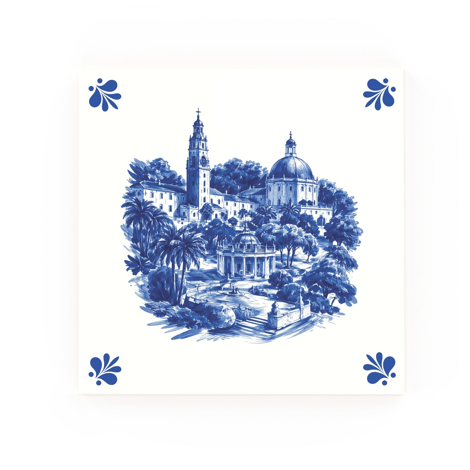 Portmeirion Delft blue tile – modern rounded corners