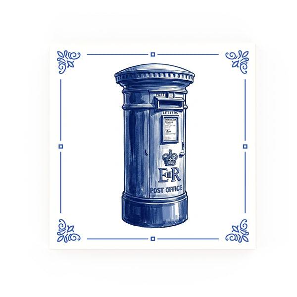 Post Box Delft blue decorative ceramic tile – classic corners