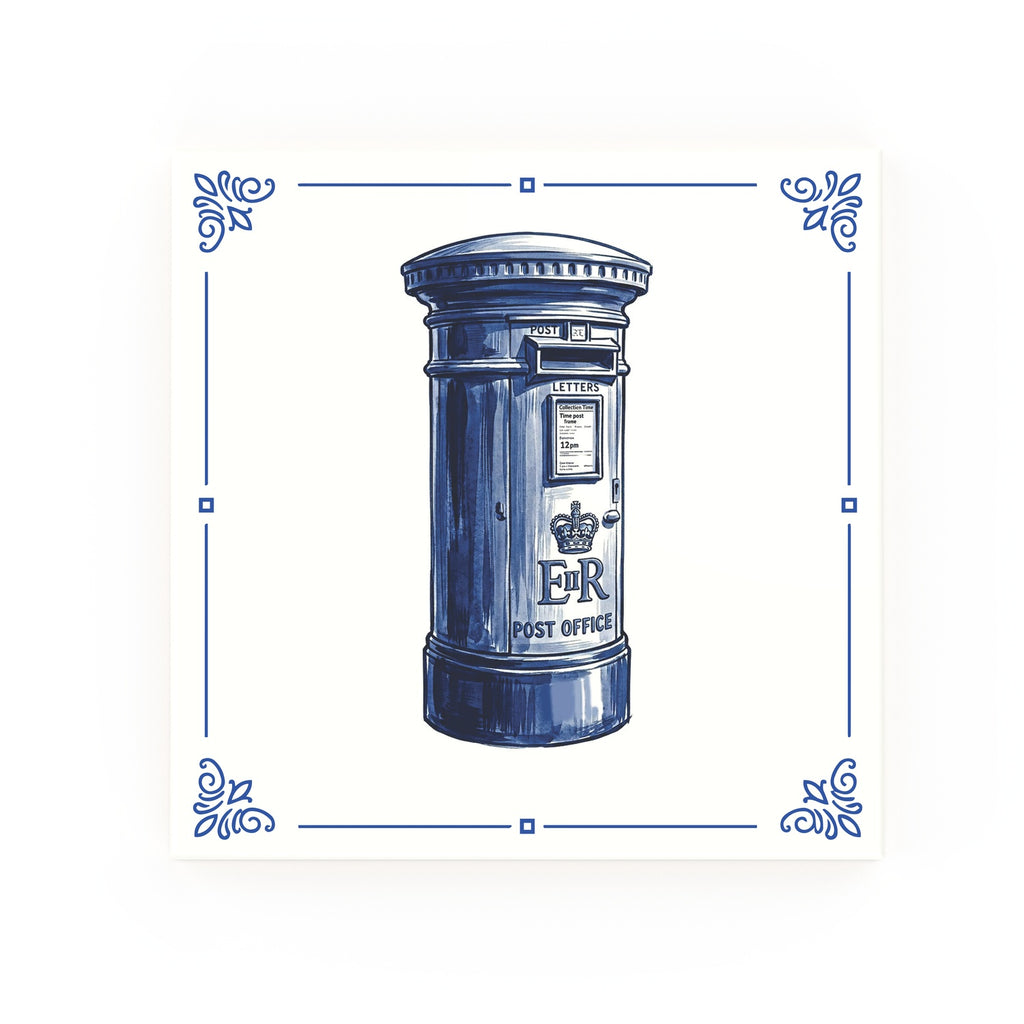 Post Box Delft blue decorative ceramic tile – classic corners