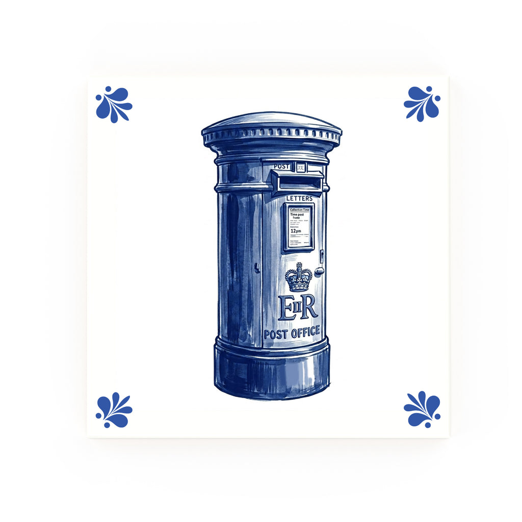 Post Box Delft blue tile – modern rounded corners