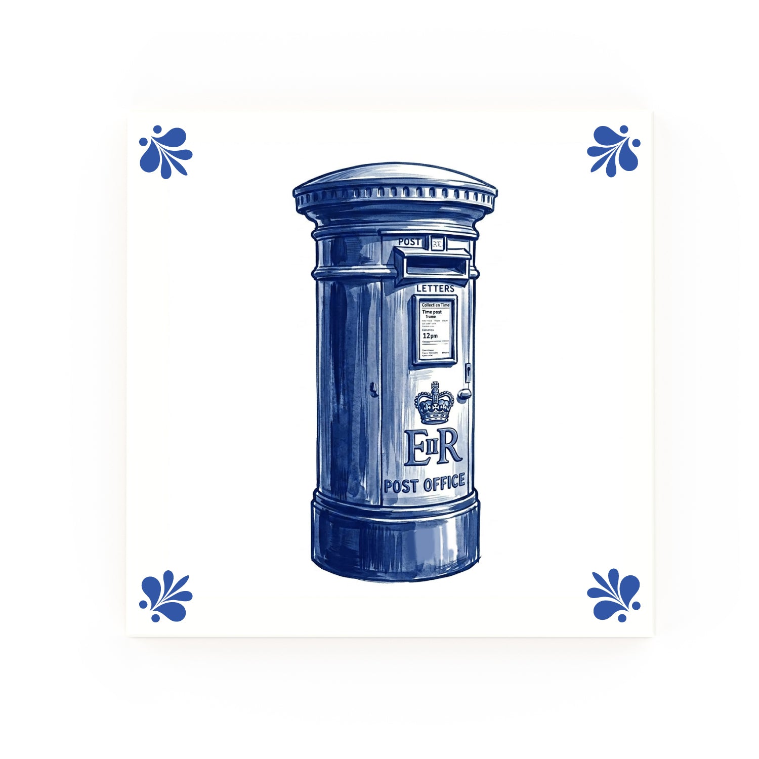 Post Box Delft blue tile – modern rounded corners