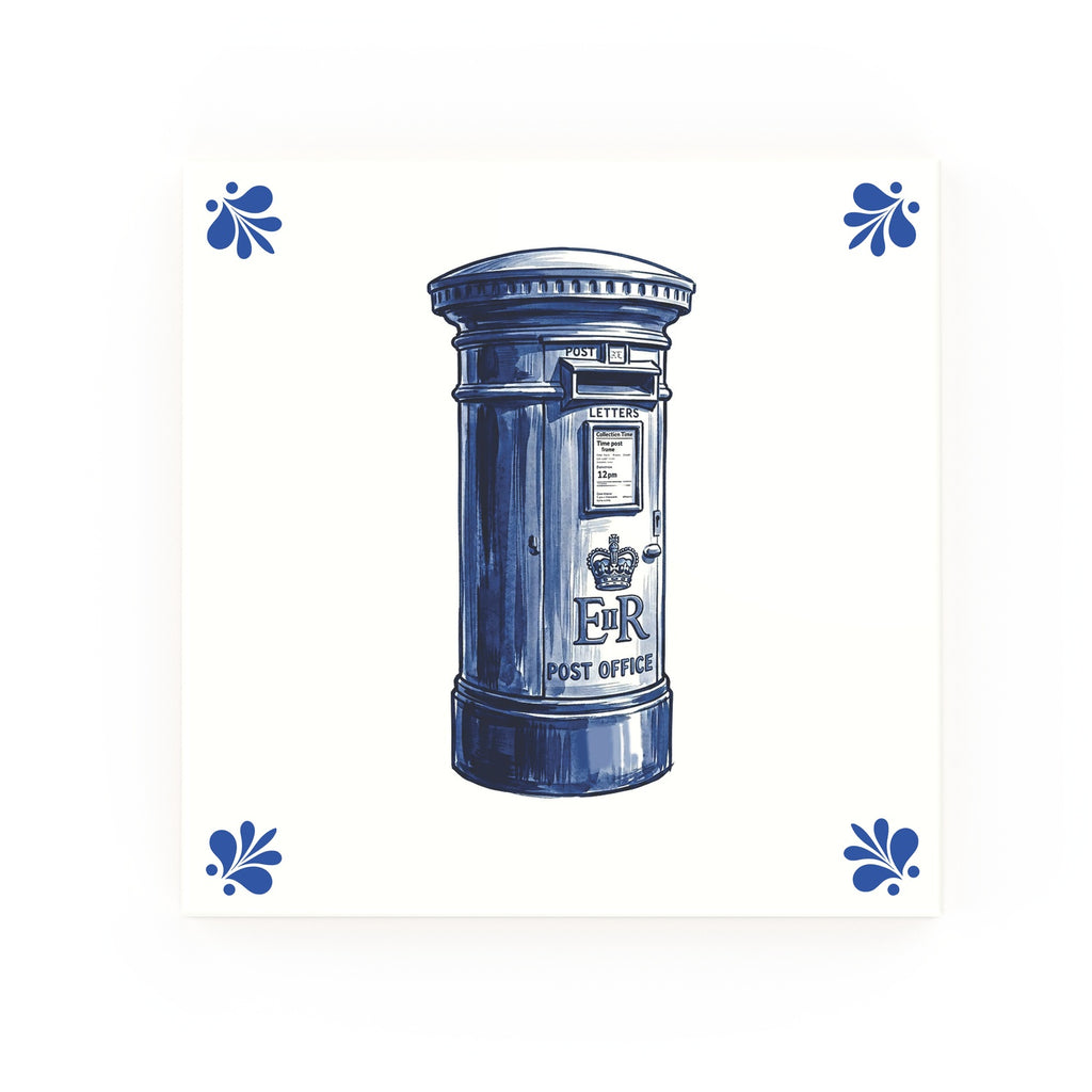 Post Box Delft blue tile – modern rounded corners