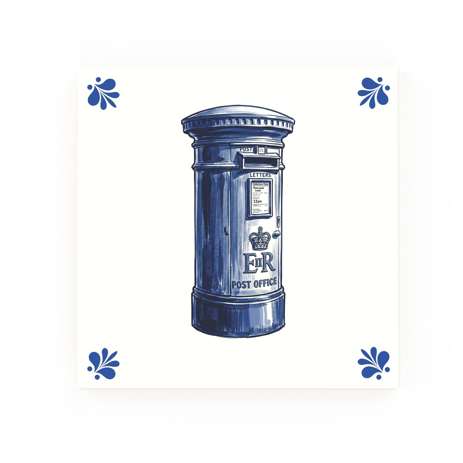 Post Box Delft blue tile – modern rounded corners
