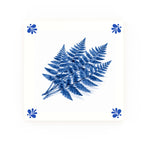 Pressed Ferns Delft blue decorative ceramic tile – Modern corner style