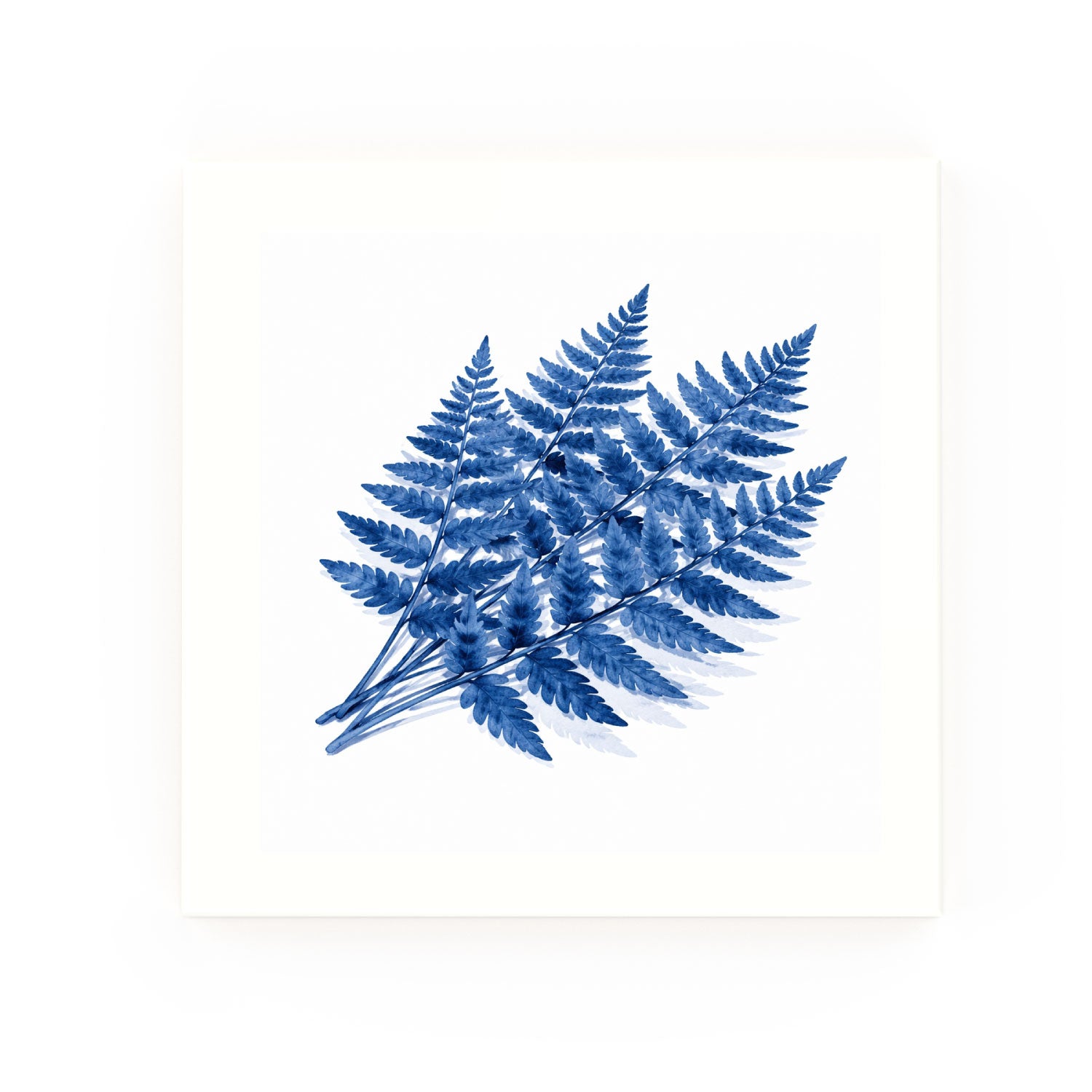 Pressed Ferns Delft blue decorative ceramic tile – no corner style