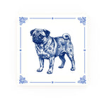 Pug Delft blue decorative ceramic tile – Classic corner style