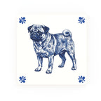 Pug Delft blue decorative ceramic tile – Modern corner style