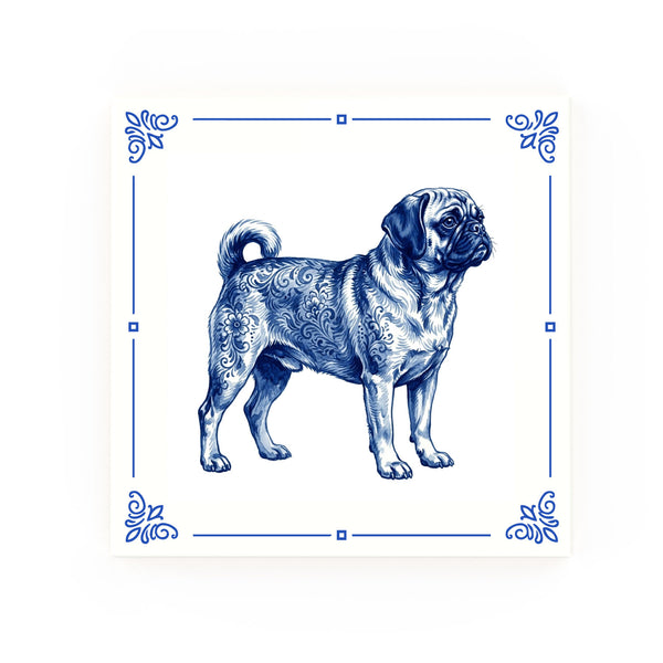 Puggle Delft blue decorative ceramic tile – Classic corner style