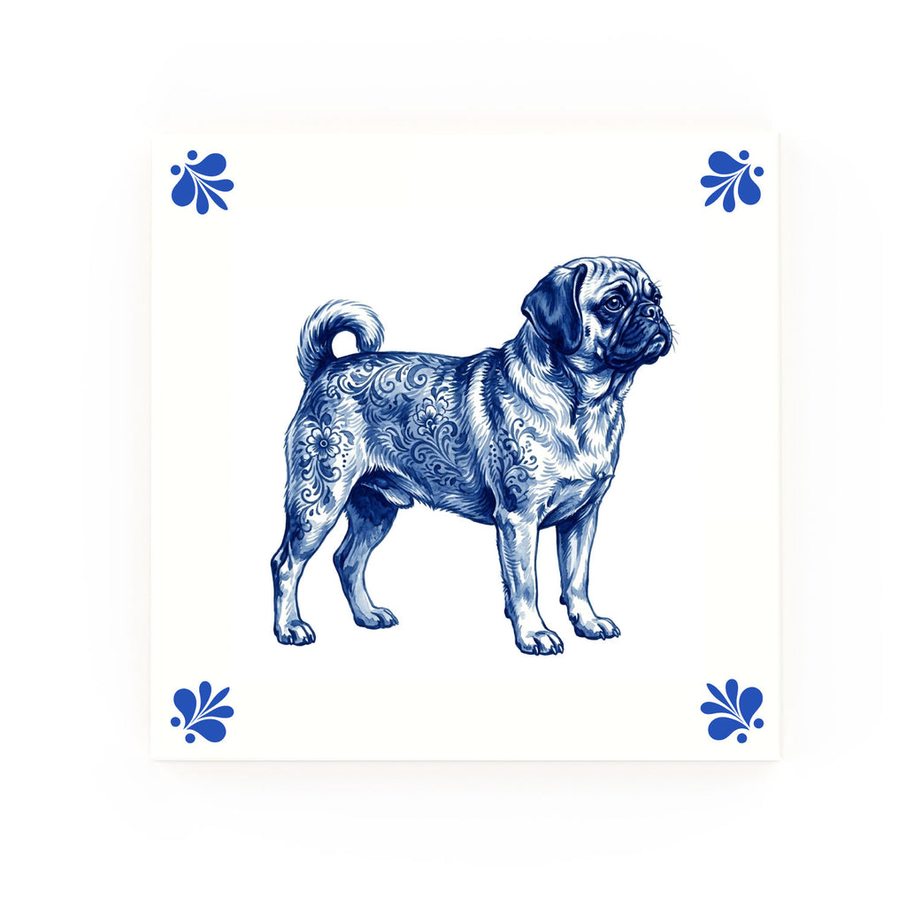 Puggle Delft blue decorative ceramic tile – Modern corner style