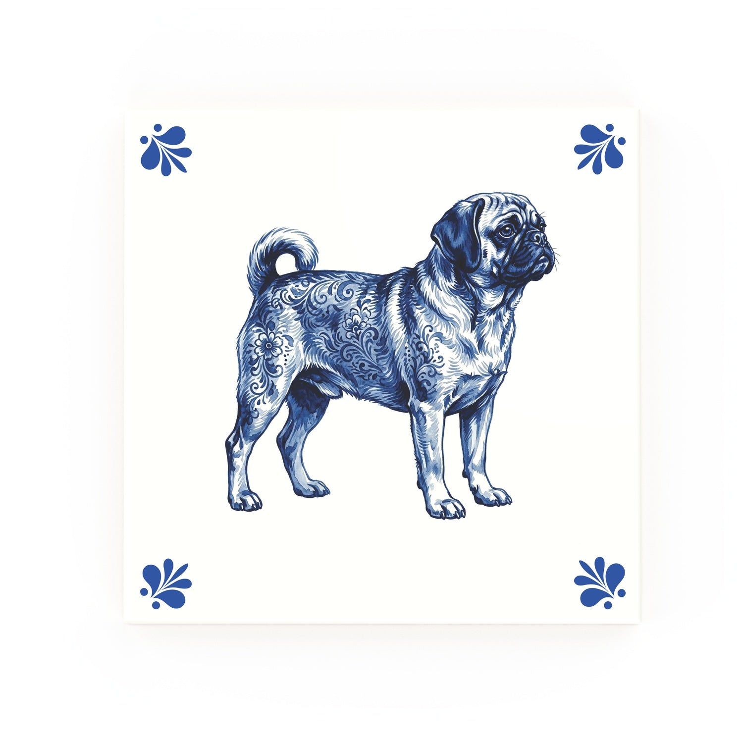 Puggle Delft blue decorative ceramic tile – Modern corner style