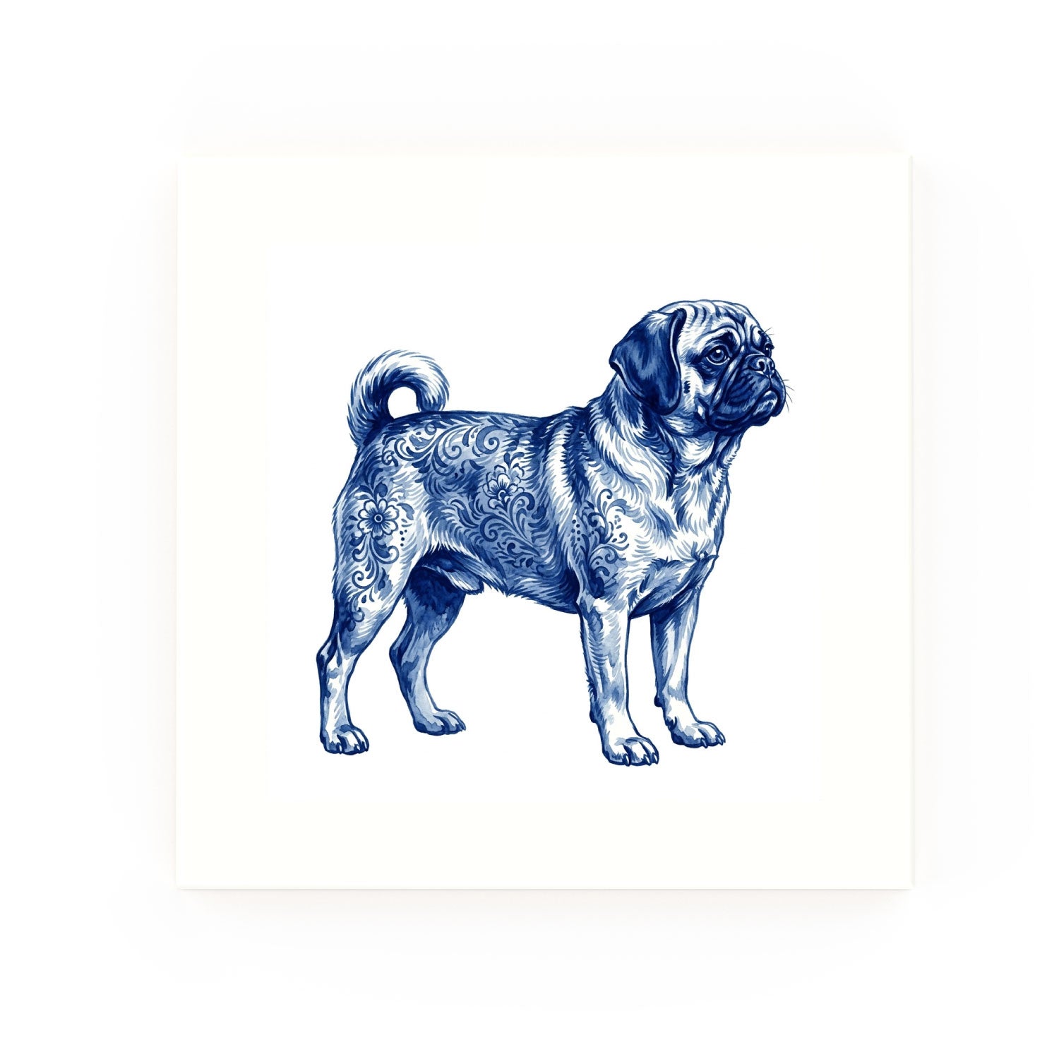 Puggle Delft blue decorative ceramic tile – no corner style