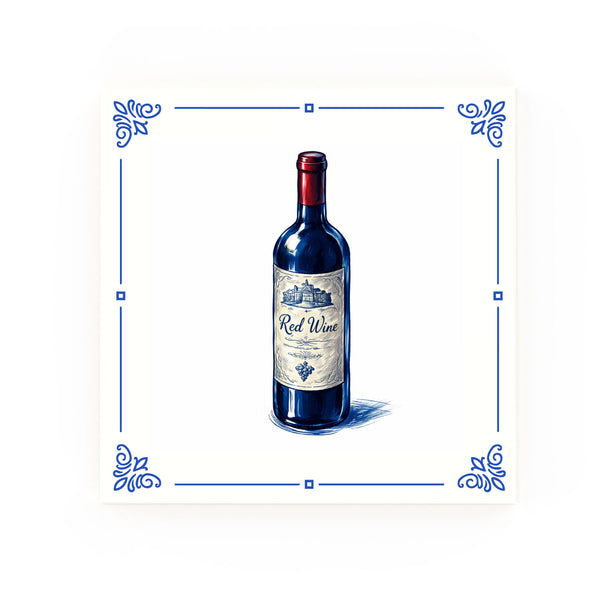 Red Wine Delft blue decorative ceramic tile – Classic corner style