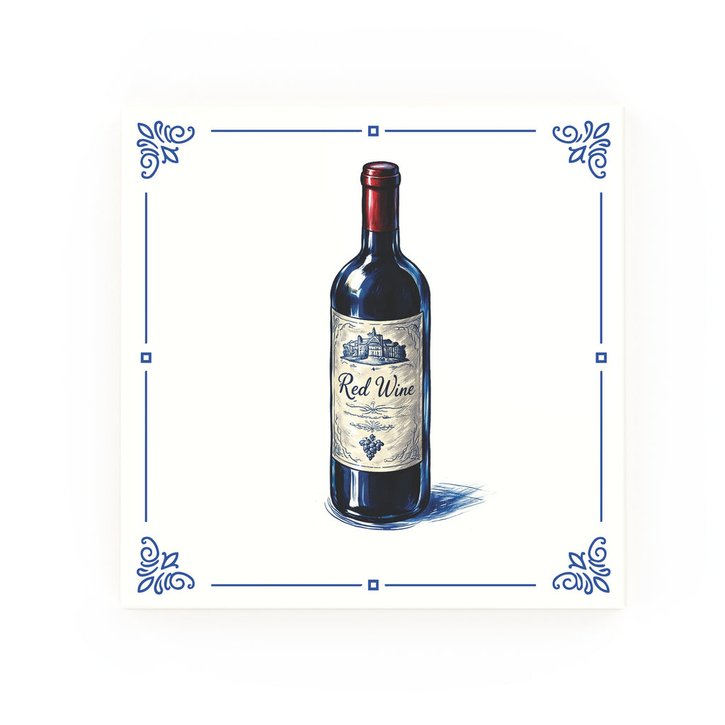 Red Wine Delft blue decorative ceramic tile – Classic corner style