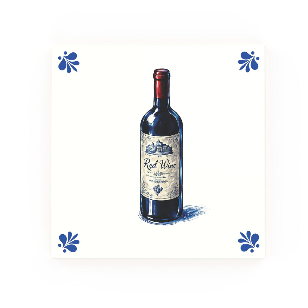 Red Wine Delft blue decorative ceramic tile – Modern corner style