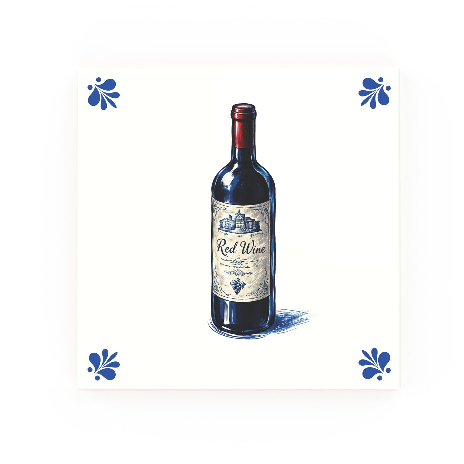 Red Wine Delft blue decorative ceramic tile – Modern corner style