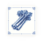 Rhubarb Delft blue decorative ceramic tile – Classic corner style