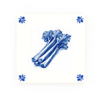 Rhubarb Delft blue decorative ceramic tile – Modern corner style